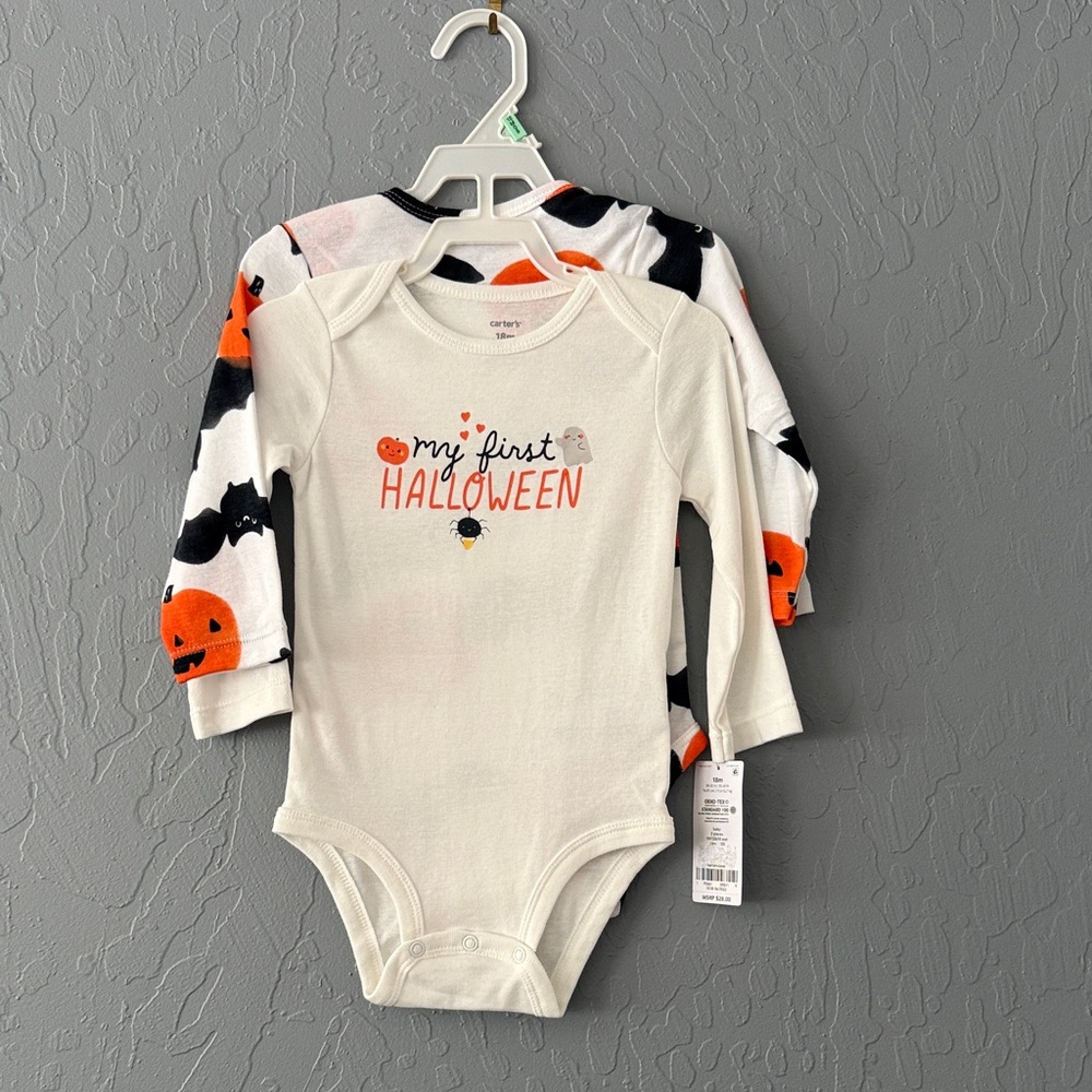 Carter's Halloween White and Black Bodysuit Set